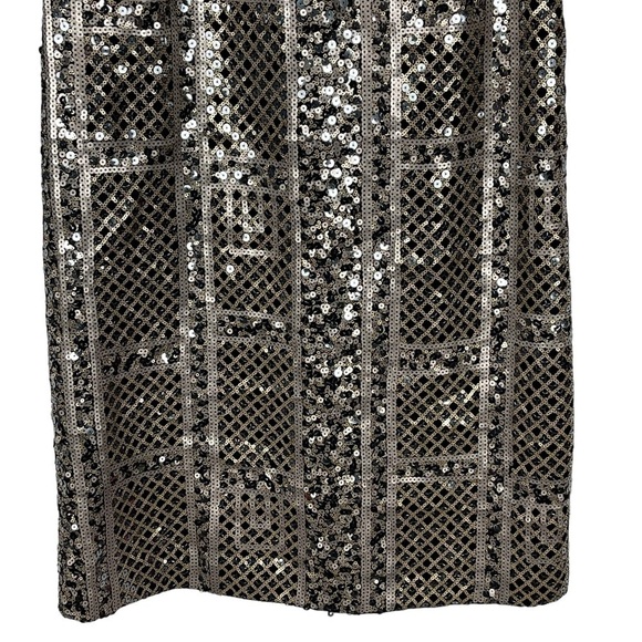 BASLER SEQUIN GEOMETRIC SLEEVELESS VELVET TRIM SHEATH PARTY COCKTAIL DRESS - Picture 8 of 14